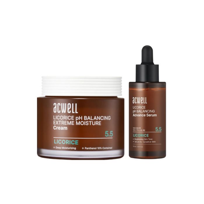 ACWELL Licorice pH Balancing Advance Serum - 30ml + Extreme Moisture Cream - 55ml Set