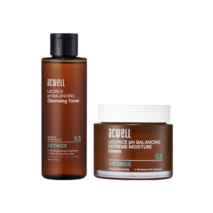 ACWELL Licorice pH Balancing Cleansing Toner - 150ml + Extreme Moisture Cream - 55ml Set