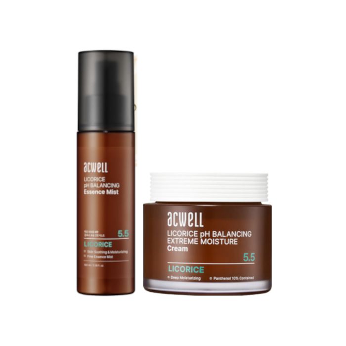 ACWELL Licorice pH Balancing Essence Mist - 100ml + Extreme Moisture Cream - 55ml Set