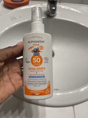 Spray Solaire Bio SPF 50 Bébé + Sans Parfum - 125 GR - Alphanova
