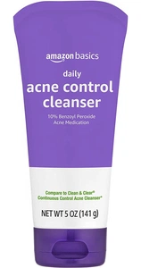 Amazon Basics Daily Acne Control Cleanser, Maximum Strength 10% Benzoyl Peroxide Acne Medication