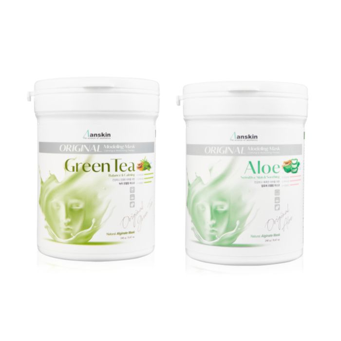 Anskin Modeling Mask (240g) - Green Tea (1ea) + Aloe (1ea) Set