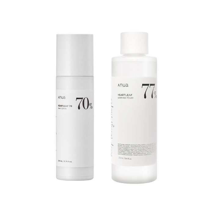 ANUA Heartleaf 70% Daily Lotion - 200ml (1ea) + Heartleaf 77% Soothing Toner - 500ml (1ea) Set