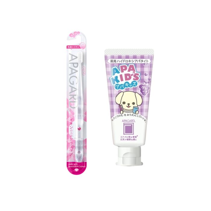 APAGARD Apa-Kids Toothpaste Grape - 60g (1ea) + APAGARD - Crystal Toothbrush - 1pc - Random Color (1ea) Set