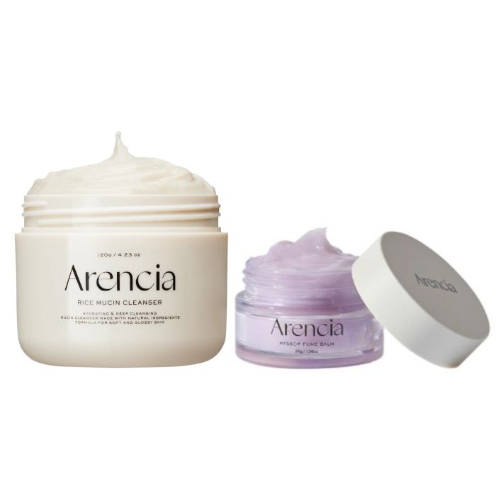 Arencia Fresh Rice Mucin Mochi Cleanser - 120g & Hyssop Fume Balm - 30g Set