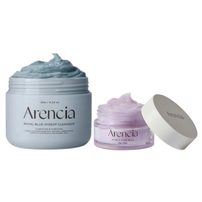 Arencia Fresh Royal Blue Rice Mochi Cleanser - 120g & Hyssop Fume Balm - 30g Set