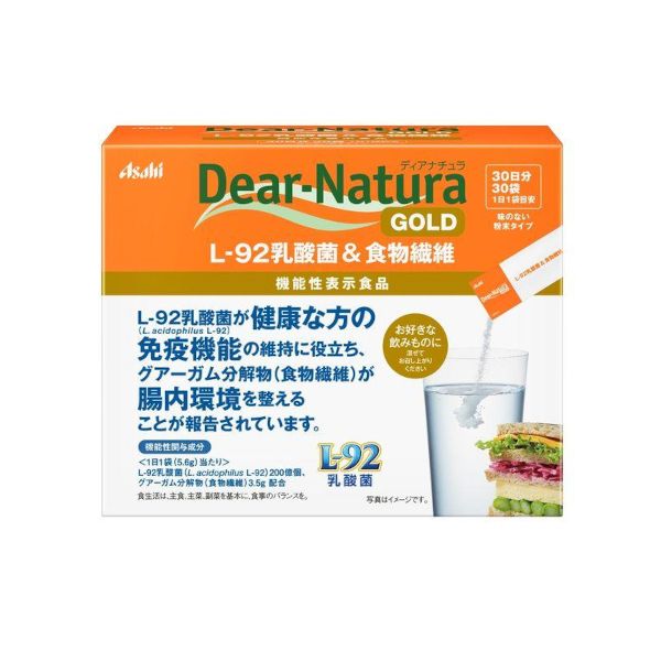 Asahi Dear Natura Gold L-92 Lactic Acid Bacteria & Dietary Fiber Flavorless Powder Type 30 Days Supply - 30 Bags