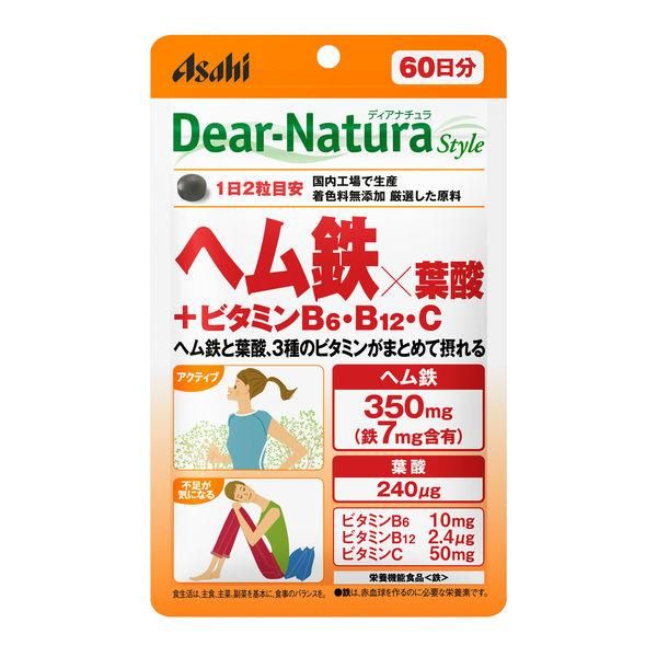 Asahi Dear Natura Style Heme Iron X Folic Acid + Vitamin B6, B12, C 60 Days Supply - 120 tablets