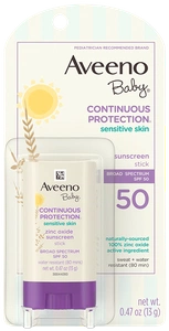Aveeno Baby Sensitive Skin Mineral Sunscreen Stick SPF 50 With 100% Zinc Oxide