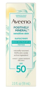 Aveeno Positively Mineral Sensitive Face Sunscreen Spf 50 Fragrance-Free