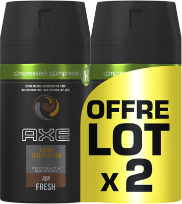 AXE Déodorant Homme Spray Dark Temptation Compressé 100ml Lot de 2