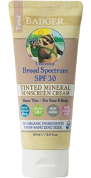 Badger Tinted Sunscreen - Spf30 Unscented Cream