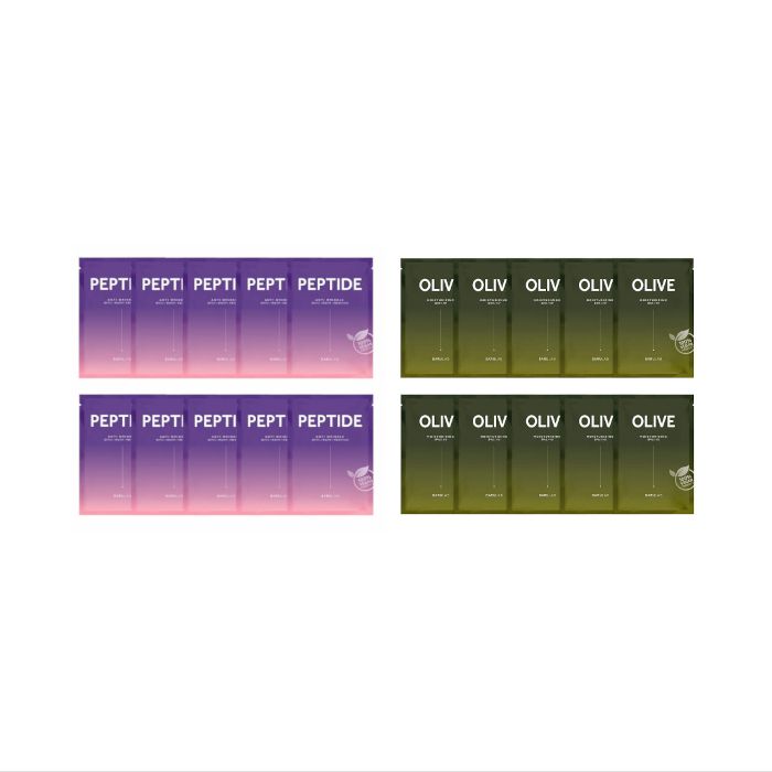 BARULAB The Clean Vegan Peptide Mask - 10pcs (1ea) + The Clean Vegan Olive Mask - 10pcs (1ea) set