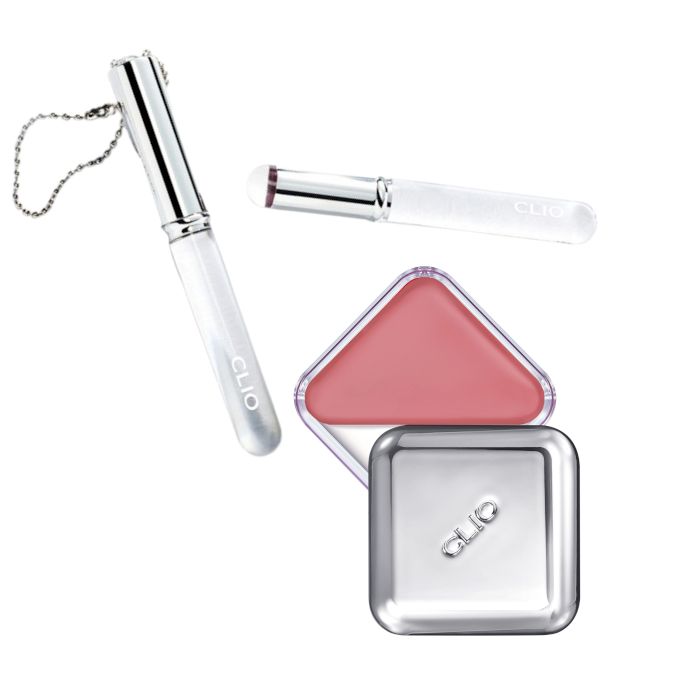 CLIO Essential Lipcheek Tap 02 Bunny Blush + Lip Brush Set
