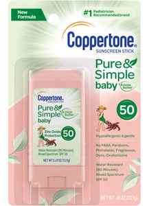 Coppertone Pure & Simple Baby + Cocoa Butter Zinc Oxide Protection Sunscreen Stick