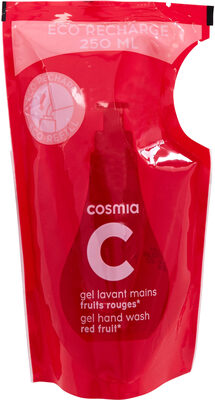 Cosmia - éco-recharge gel lavant mains - parfum fruits rouges* - tous types de peaux - 250ml