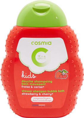 KIDS 3 EN 1 DOUCHE SHAMPOING BAIN MOUSSANT FRAISE et CERISE