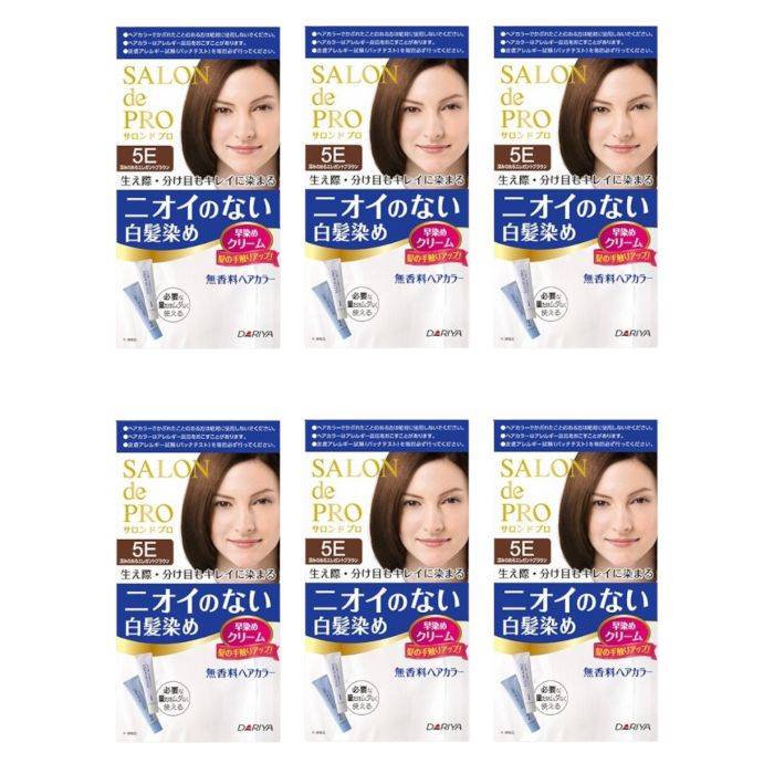 Dariya Salon De Pro Hair Color Cream - 1box - 5E Deep Elegant Brown (6ea) Set