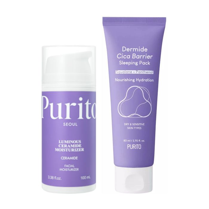 Purito SEOUL Dermide Relief Barrier Moisturizer - 100ml + Dermide Cica Barrier Sleeping Pack - 80ml Set