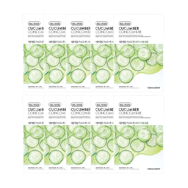 THE FACE SHOP Real Nature Face Mask - Cucumber - 10pcs