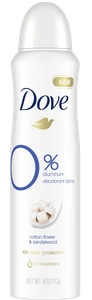 Dove 0% Aluminum Ddeodorant Spray Cotton Flower & Sandalwood