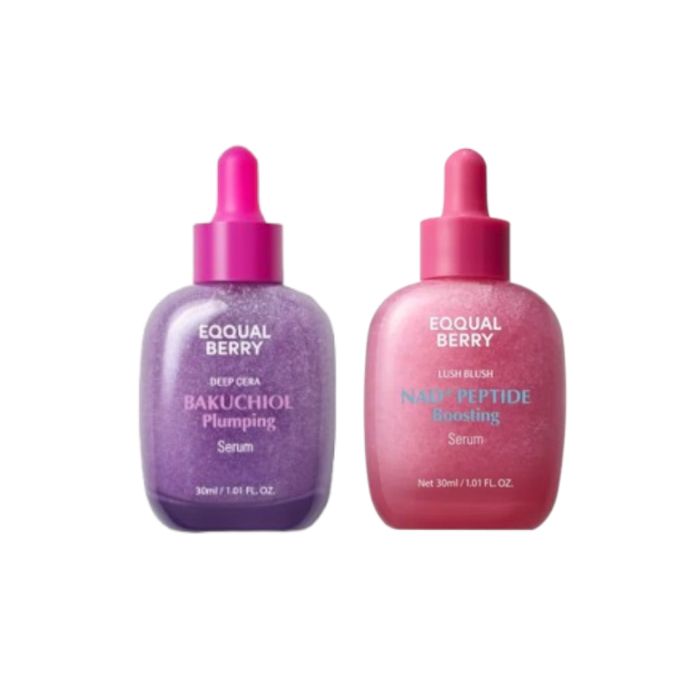 EQQUALBERRY Bakuchiol Plumping Serum - 30ml (1ea) + NAD+ Peptide Boosting Serum - 30ml (1ea) Set