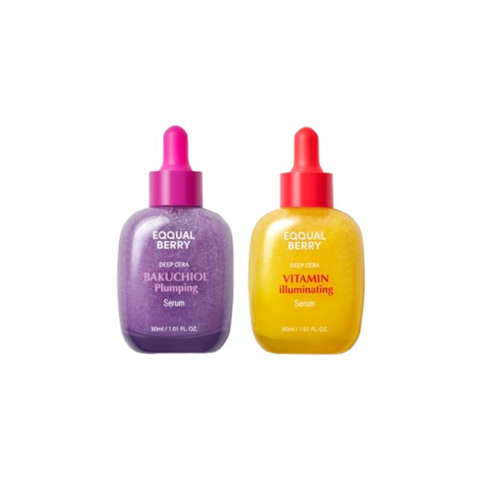 EQQUALBERRY Bakuchiol Plumping Serum - 30ml (1ea) X Vitamin Illuminating Serum - 30ml (1ea) Set