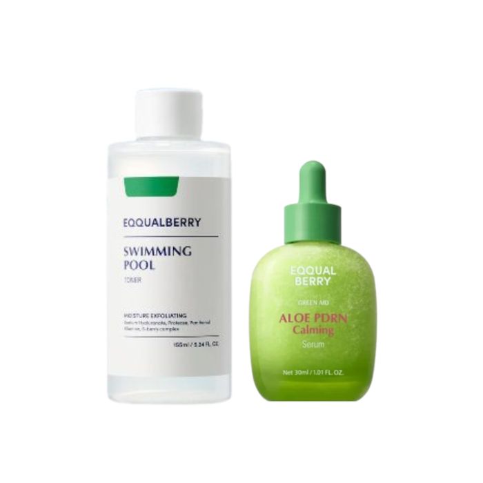 EQQUALBERRY Swimming Pool Daily Facial Toner - 155ml (1ea) + Aloe PDRN Calming Serum - 30ml (1ea) Set