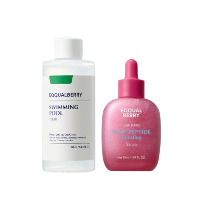 EQQUALBERRY Swimming Pool Daily Facial Toner - 155ml (1ea) + NAD+ Peptide Boosting Serum - 30ml (1ea) Set
