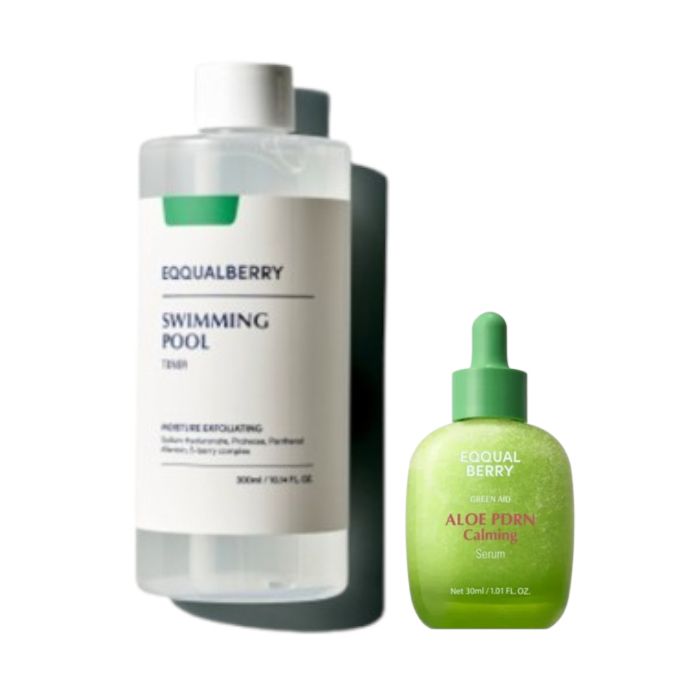 EQQUALBERRY Swimming Pool Daily Facial Toner - 300ml (1ea) + Aloe PDRN Calming Serum - 30ml (1ea) Set
