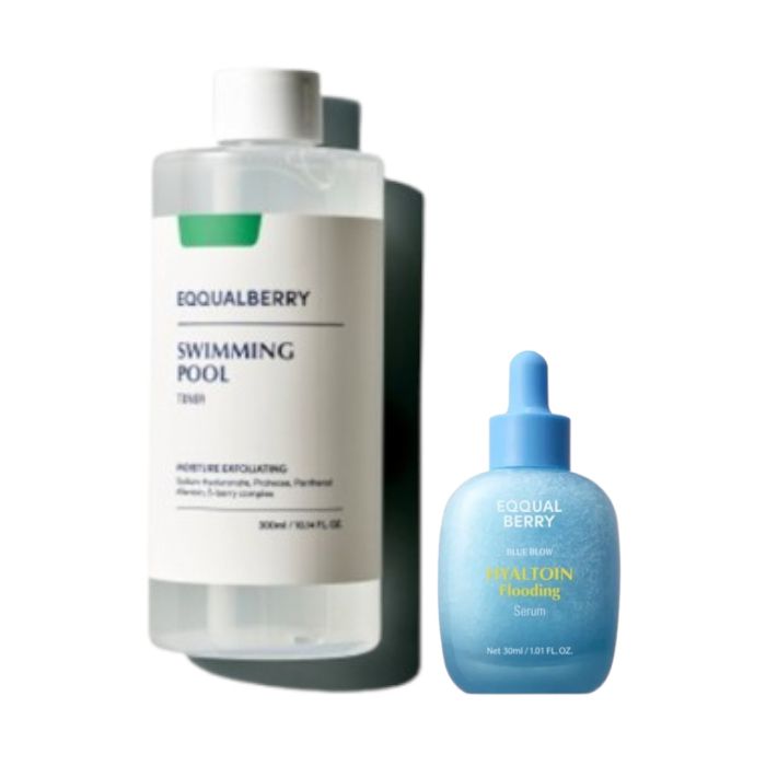 EQQUALBERRY Swimming Pool Daily Facial Toner - 300ml (1ea) + Hyaltoin Flooding Serum - 30ml (1ea) Set