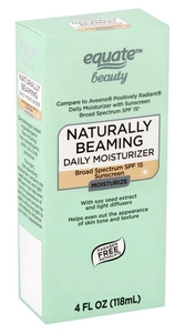 Equate Beauty Naturally Beaming Broad Spectrum Daily Moisturizer Sunscreen, Spf 15
