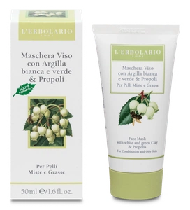 Erbolario Maschera Viso Con Argilla Bianca E Verde E Propoli
