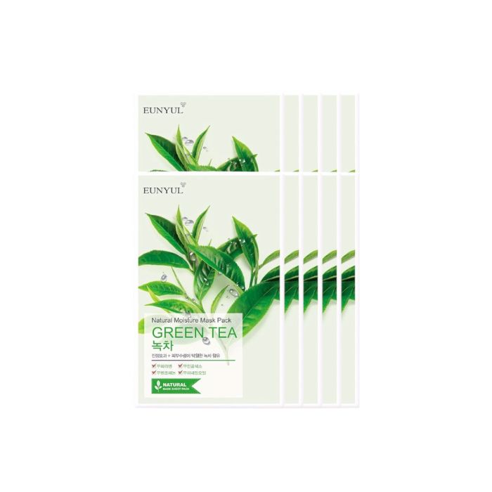 EUNYUL Natural Moisture Mask Pack - Green Tea - 10pcs set