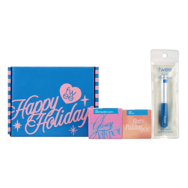 Fwee Holiday Kit Set (Glowy Jelly Pot + Blurry Pudding Pot + Mini Lip Brush) - 1 Set (3 Items)