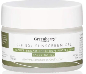 Greenberry Spf 50+ Sunscreen Gel Aloe Vera, Cucumber & Neroli Actives