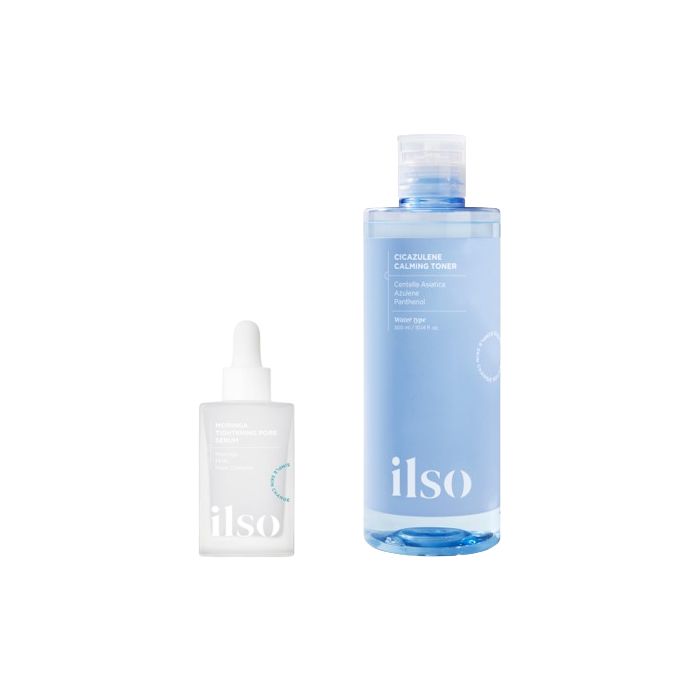 ILSO Moringa Tightening Pore Serum - 30ml + Cicazulene Calming Toner - 300ml Set