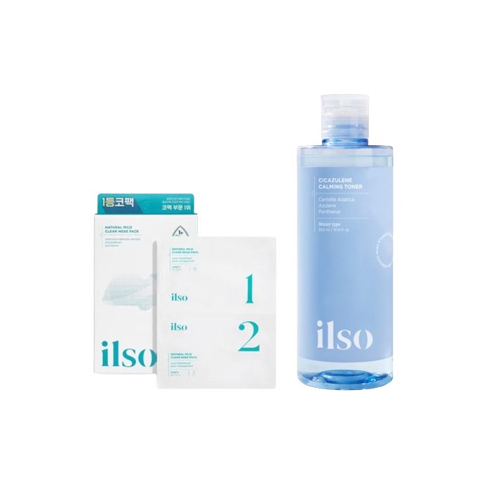 ILSO Natural Mild Clear Nose Patch - 5ea + Cicazulene Calming Toner - 300ml Set