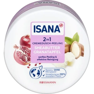 Isana 2in1 Cremedusch-Peeling Sheabutter Granatapfel