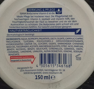 Bodycreme Vitamin E