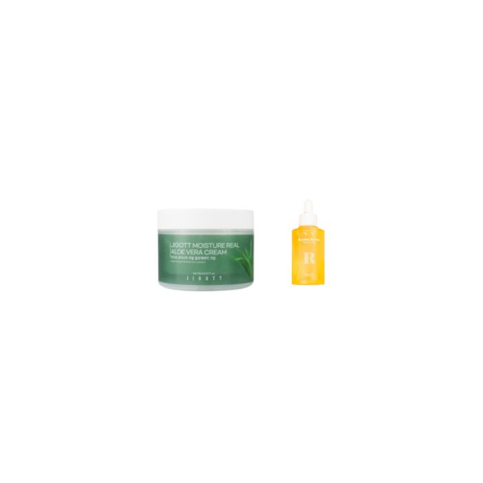 Jigott Natural Retinol Perfect Serum - 50ml (1ea) + Moisture Real Aloe Vera Cream - 150ml (1ea) Set