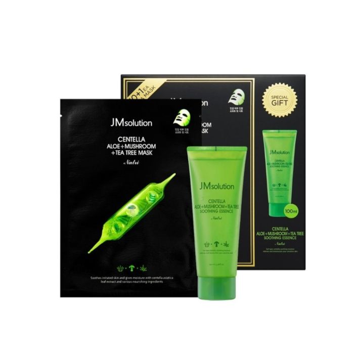 JMsolution Centella Aloe+Mushroom+Tea Tree Mask & Soothing Essence Special Set - 2items