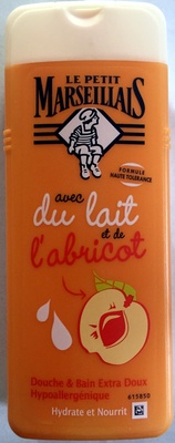 gel douche avec du lait et de l'abricot