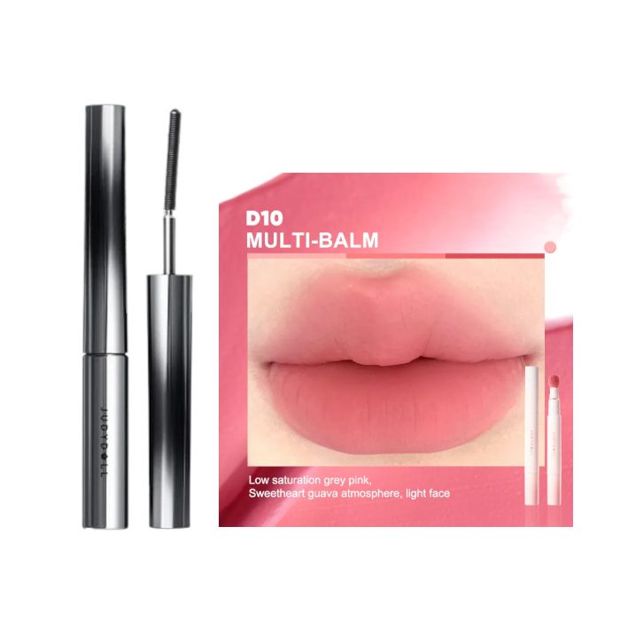 Judydoll 3D Curling Eyelash Iron Mascara Curly - 2g - 01 Black (1ea) + Cushion Lip Powder Cream - 1.8g - D10 Multi-balm (1ea)Set
