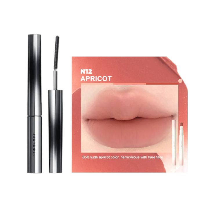 Judydoll 3D Curling Eyelash Iron Mascara Curly - 2g - 01 Black (1ea) + Cushion Lip Powder Cream - 1.8g - N12 Apricot (1ea)Set