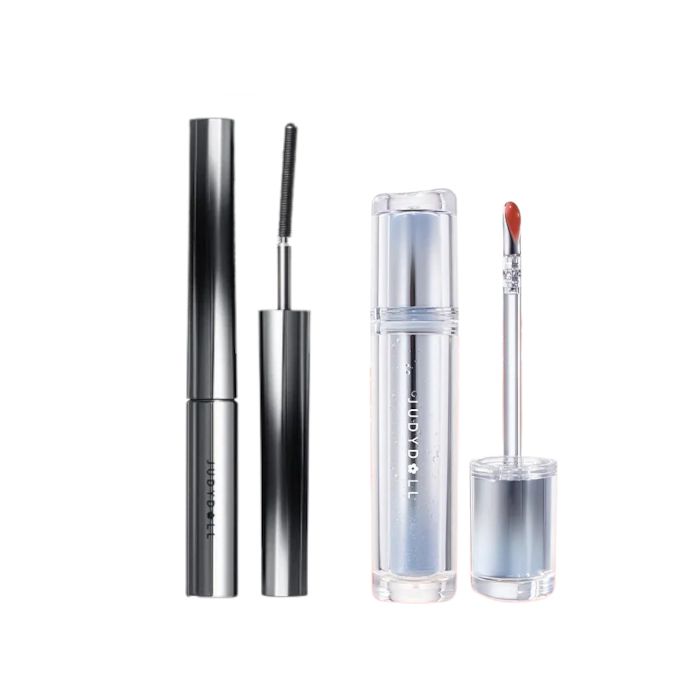Judydoll 3D Curling Eyelash Iron Mascara Curly - 2g - 01 Black (1ea) + Ice Watery Lip Gloss - 2.4g - 08 Sunrise Tequila (1ea)Set