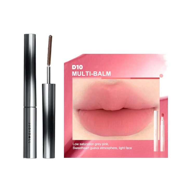 Judydoll 3D Curling Eyelash Iron Mascara Curly - 2g - 02 Brown (1ea) + Cushion Lip Powder Cream - 1.8g - D10 Multi-balm (1ea)Set