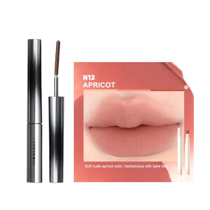 Judydoll 3D Curling Eyelash Iron Mascara Curly - 2g - 02 Brown (1ea) + Cushion Lip Powder Cream - 1.8g - N12 Apricot (1ea)Set