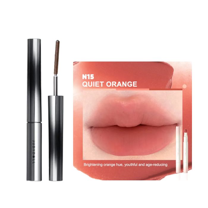 Judydoll 3D Curling Eyelash Iron Mascara Curly - 2g - 02 Brown (1ea) + Cushion Lip Powder Cream - 1.8g - N15 Quiet Orange (1ea)Set