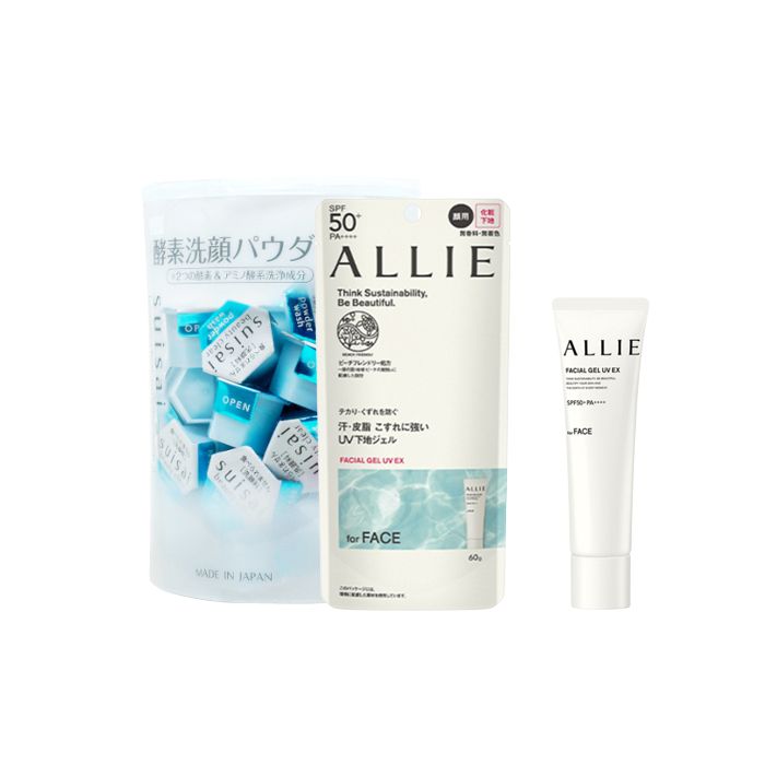 Kanebo Allie Facial Gel UV EX SPF50+ PA++++ X Suisai Beauty Clear Powder Wash